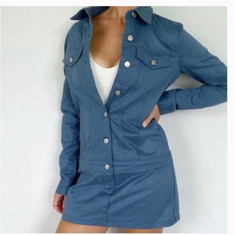 ZARA Women’s Blue Short Denim Dress Long Sleeves Size Small